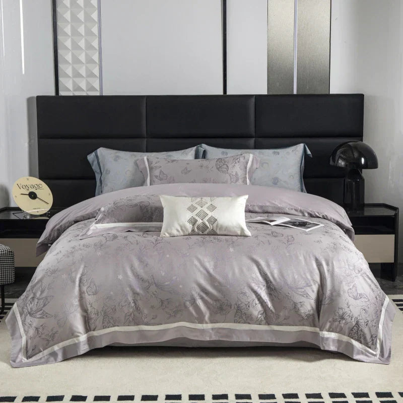 DecorBites™ Butterfly Jacquard Lyocell Cotton Luxury Bedding Set Full Queen