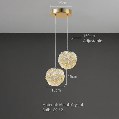 DecorBites™ Gold Metal Crystal Pendant Light for Bedroom Dining Room Aisle Corridor