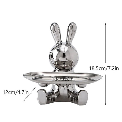 DecorBites™ Astronaut Rabbit Resin Tray: Home Office Desktop Decor & Storage