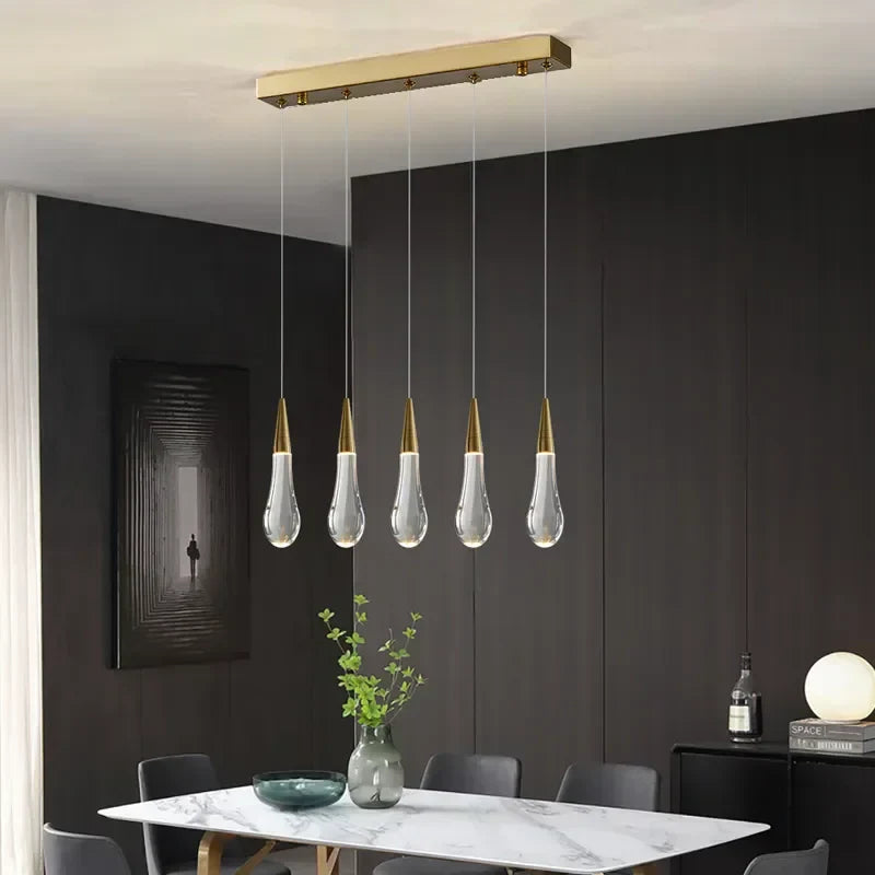 ™ Gold Crystal Water Drop Pendant Lights for Dining Room Chandelier