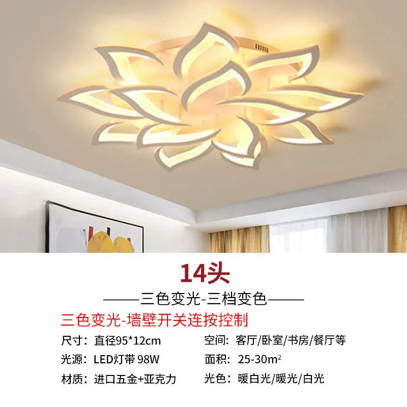 DecorBites™ Lotus Chandelier: Modern LED Ceiling Light Fixture for Home, Living Room, Bedroom.