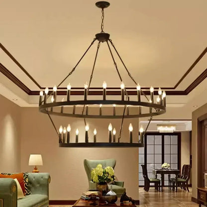 DecorBites™ Black Metal LED Pendant Chandelier for Living Room and Stairs