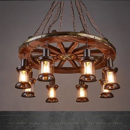 DecorBites™ Iron Wheel LED Pendant Lights - Industrial Metallic Lustre Hanging Lamps