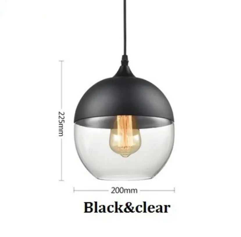 DecorBites™ Black Glass Pendant Light Fixture for Modern Indoor Decor and Dining Room