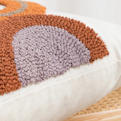™ Half-circle Tufted Cotton Canvas Embroidery Throw Pillow Cover - Modern & Stylish