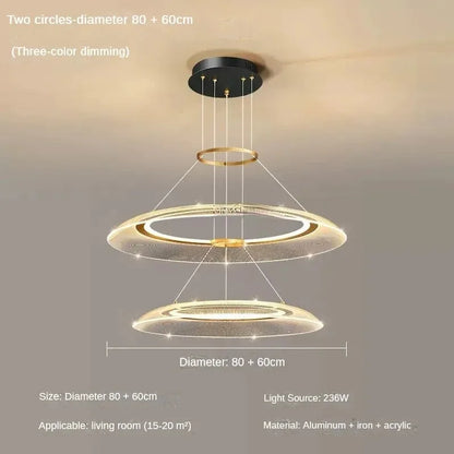 DecorBites™ LED Ring Chandelier: Luxury Living Room Lighting Fixture