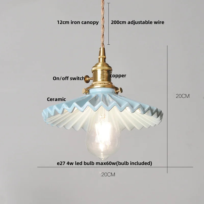 DecorBites™ Brown Wood LED Pendant Lamp Ceramic Nordic Hanging Light Fixtures