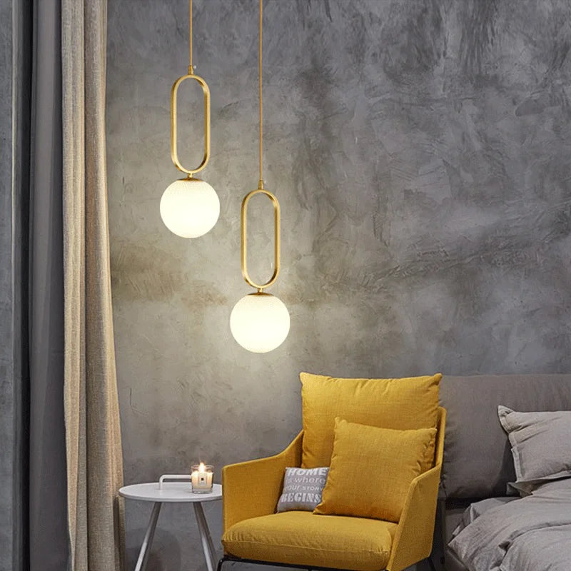 DecorBites™ Glass Ball Pendant Lights Dining Decor Chandeliers Kitchen Hanging Lamp Fixture