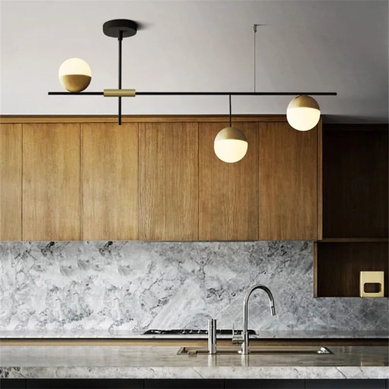 DecorBites™ Glass Ball Linear Chandelier: Postmodern Style Kitchen & Hotel Art Light