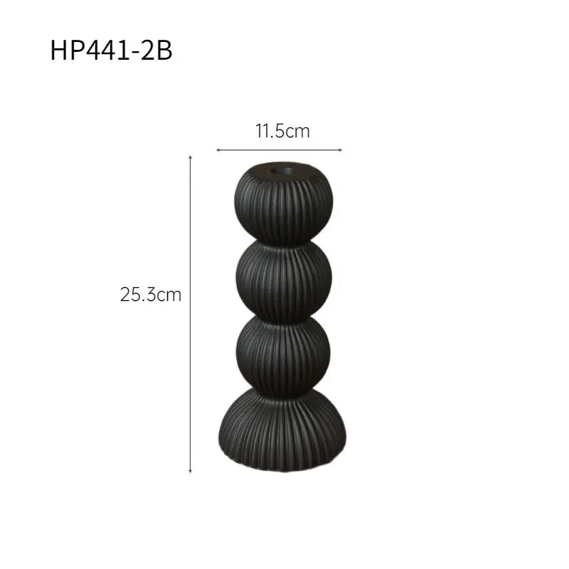 DecorBites™ Geometric Ceramic Candle Holder Ornaments Sphere Stripes Decoration Candlestick