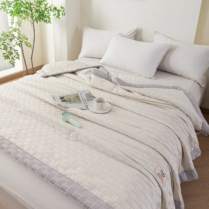 DecorBites™ Knitted Waffle Summer Quilt: Soft, Breathable, Cooling, Machine Washable, Thin & Skin-friendly
