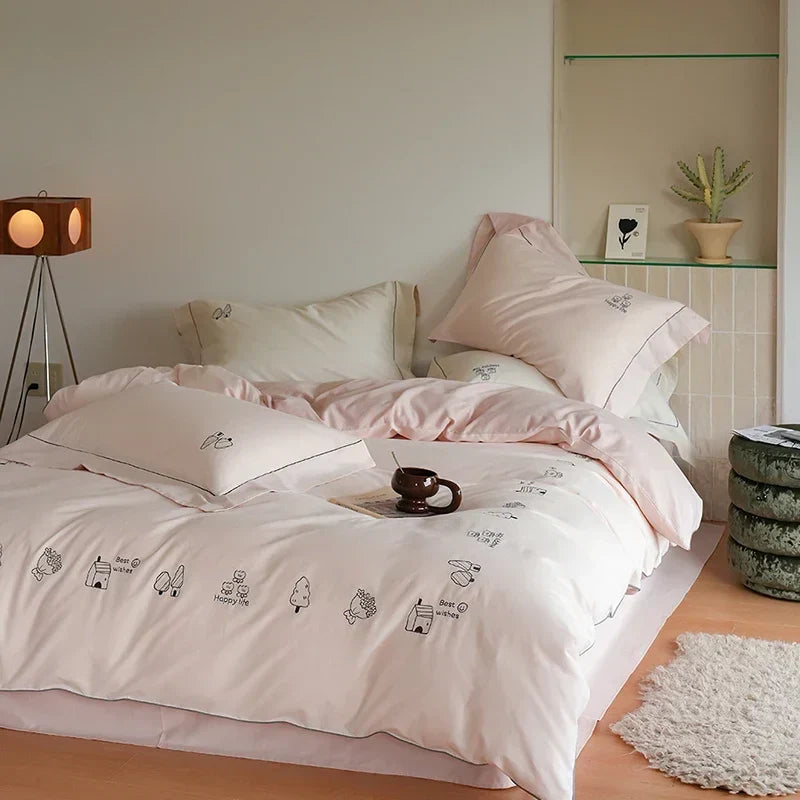 DecorBites™ Brushed Volcanic Fleece Bedding Set: Luxe 100% Cotton Duvet Cover & Pillowcases