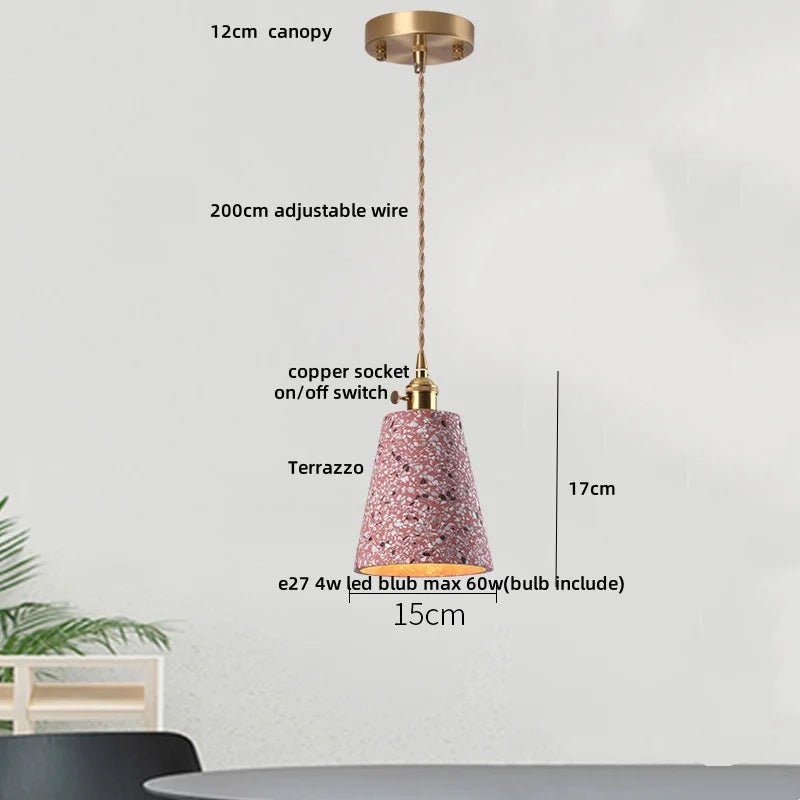 DecorBites™ Black Terrazzo Stone LED Pendant Lamp Modern Nordic Hanging Lights