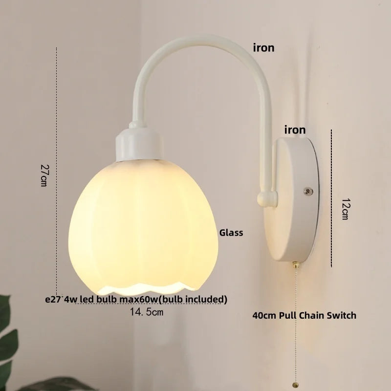 DecorBites™ Iron LED Wall Sconce Pull Chain Switch Stair Light Fixture for Study Hallway