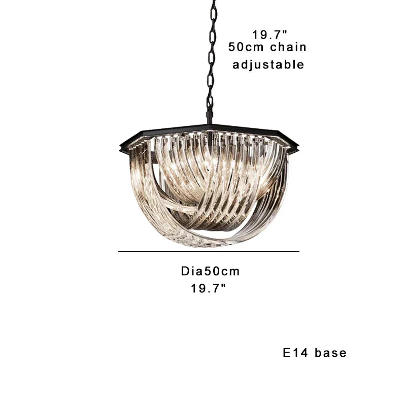 DecorBites™ Black Stainless Steel Crystal Glass Ceiling Chandelier - LED Dimmable Luxury Nordic Light