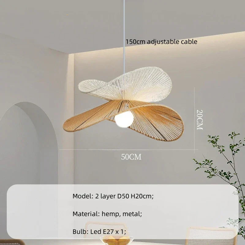 DecorBites™ Hemp Pendant Lights: Wabi Sabi LED Indoor Lighting Fixtures