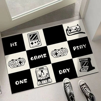 DecorBites™ Block Crystal Velvet Door Mat: Super Absorbent, Non-Slip Rug for Living Room