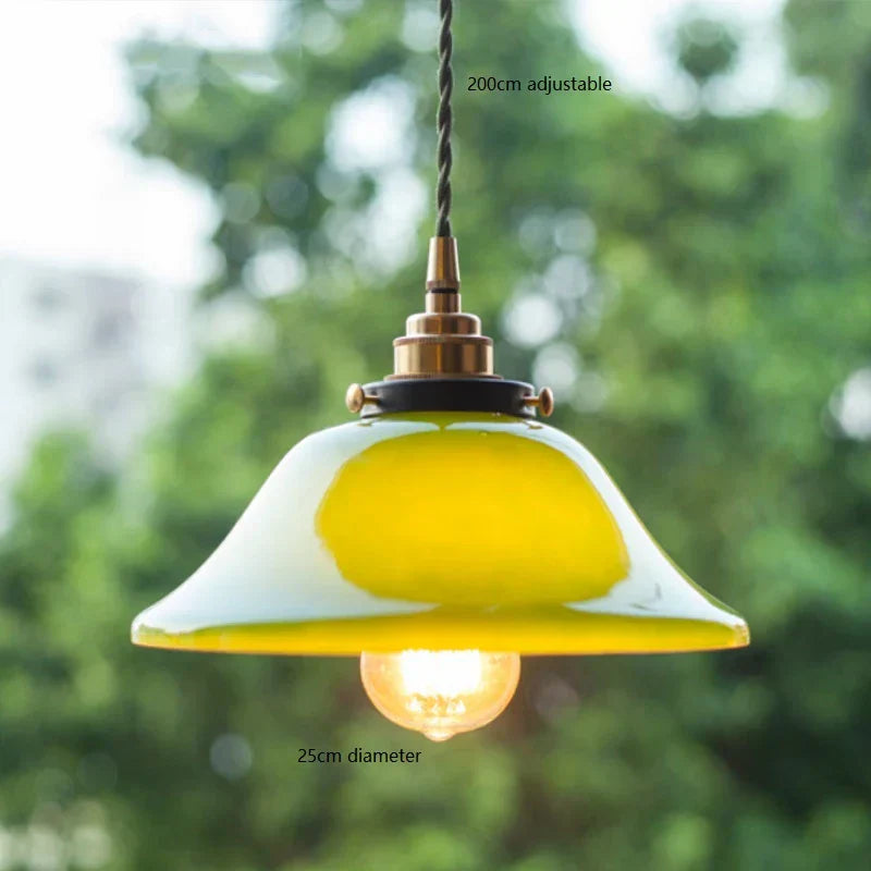 ™ Green Glass LED Pendant Light for Home, Restaurant, Bar, and Loft Style Decor.