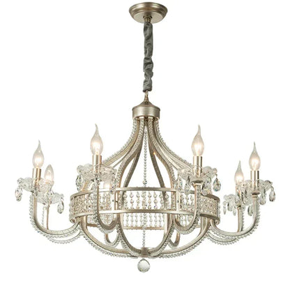 DecorBites™ Crystal Chandelier: Elegant France Chrome Pendent Lamp for Living Room, Dining Room, Bedroom