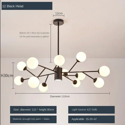 DecorBites™ Glass Ball Ceiling Chandelier for Bedroom Dining Living Room Lighting