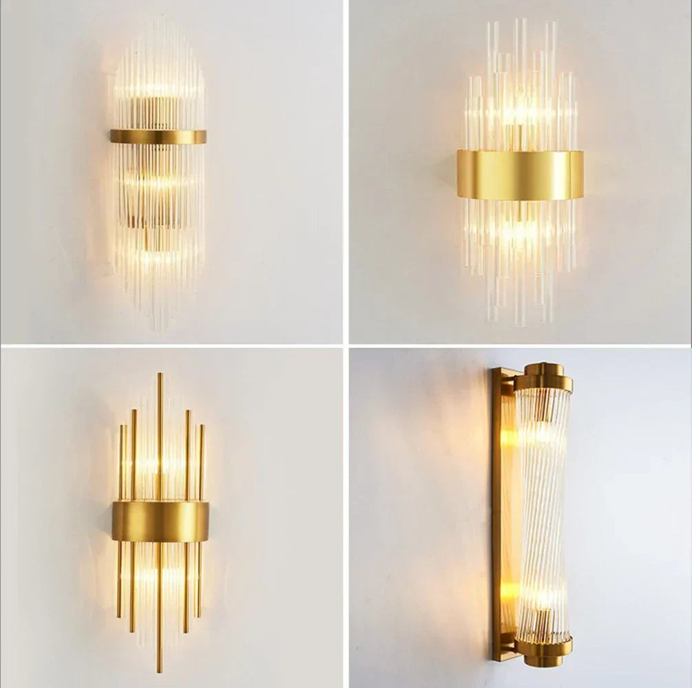 DecorBites™ Crystal Gold LED Wall Sconce Modern Light for Bedroom Living Room Home Decor