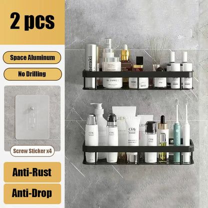 DecorBites™ Aluminum Corner Shelf Organizer for Bathroom and Kitchen Storage