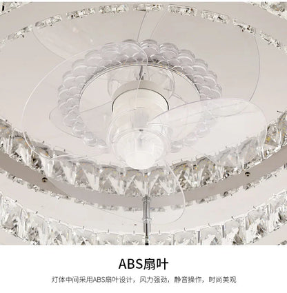 DecorBites™ Crystal LED Ceiling Fan with Remote Control Flush Mount Profile