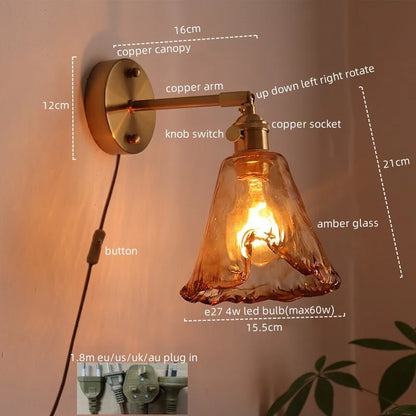 DecorBites™ Amber Glass LED Wall Lamps for Living Room and Bathroom Mirror Lighting