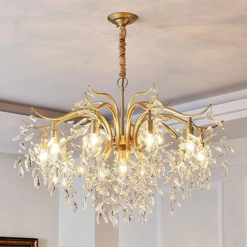 ™ Gold Crystal Ceiling Chandelier for Bedroom Dining Living Room