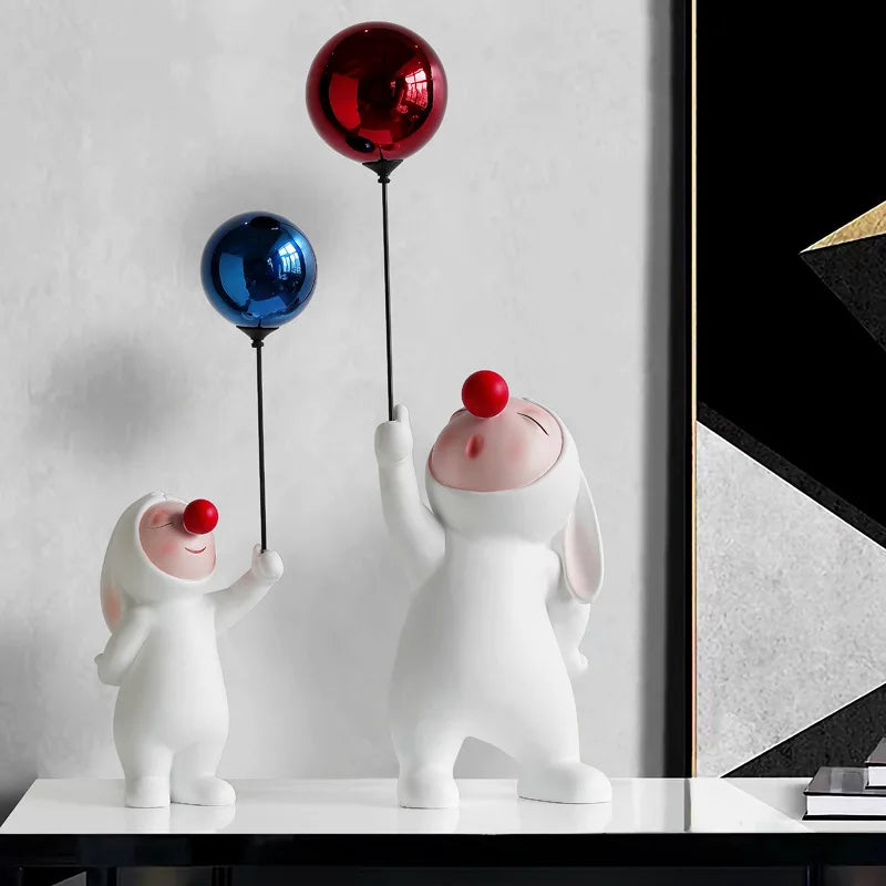 DecorBites™ Balloon Rabbit Resin Ornaments, Cute Desk Figurines, Bookshelf Sculpture Craft