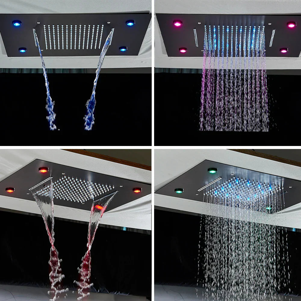 DecorBites™ LED Rain Waterfall Shower Head with Remote Control and Color-changing LED - 50*35CM Square