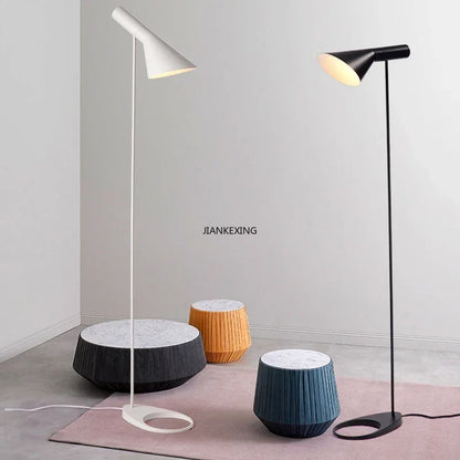DecorBites™ Arne Jacobsen Corner Floor Lamp Black White LED Modern Living Room Decor