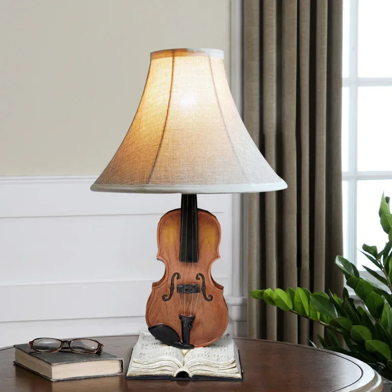 ™ Kids Violin LED Table Lamp for Bedroom - Modern Fabric Stand Light