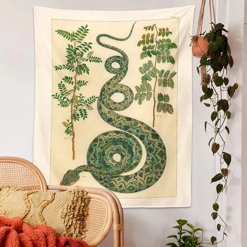 DecorBites™ Celestial Snake Tapestry Wall Hanging - Hippie Botanical Dorm Decor