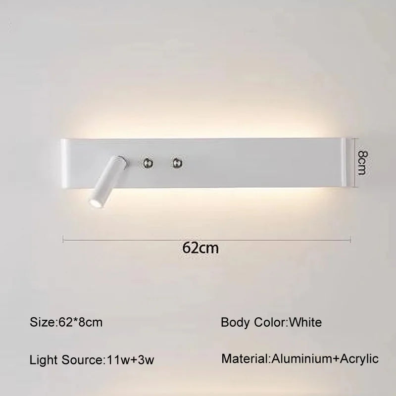 DecorBites™ 8W/20W Long Led Wall Light Switch, Aluminum Fixture for Living Room Bedroom.