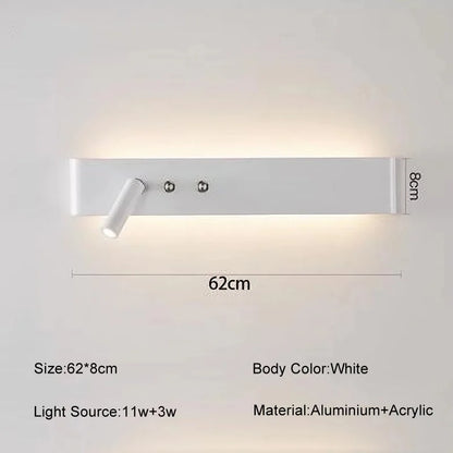 DecorBites™ 8W/20W Long Led Wall Light Switch, Aluminum Fixture for Living Room Bedroom.