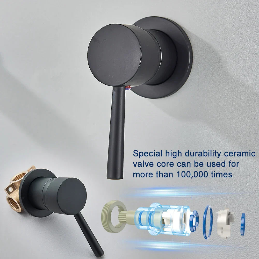 DecorBites™ Black Wall Mounted Basin Faucet with Single Handle Hot Cold Water Mixer Tap