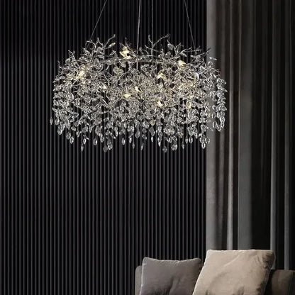 DecorBites™ Golden Crystal Tree Ceiling Chandelier, Luxury Aluminum Art Fixture