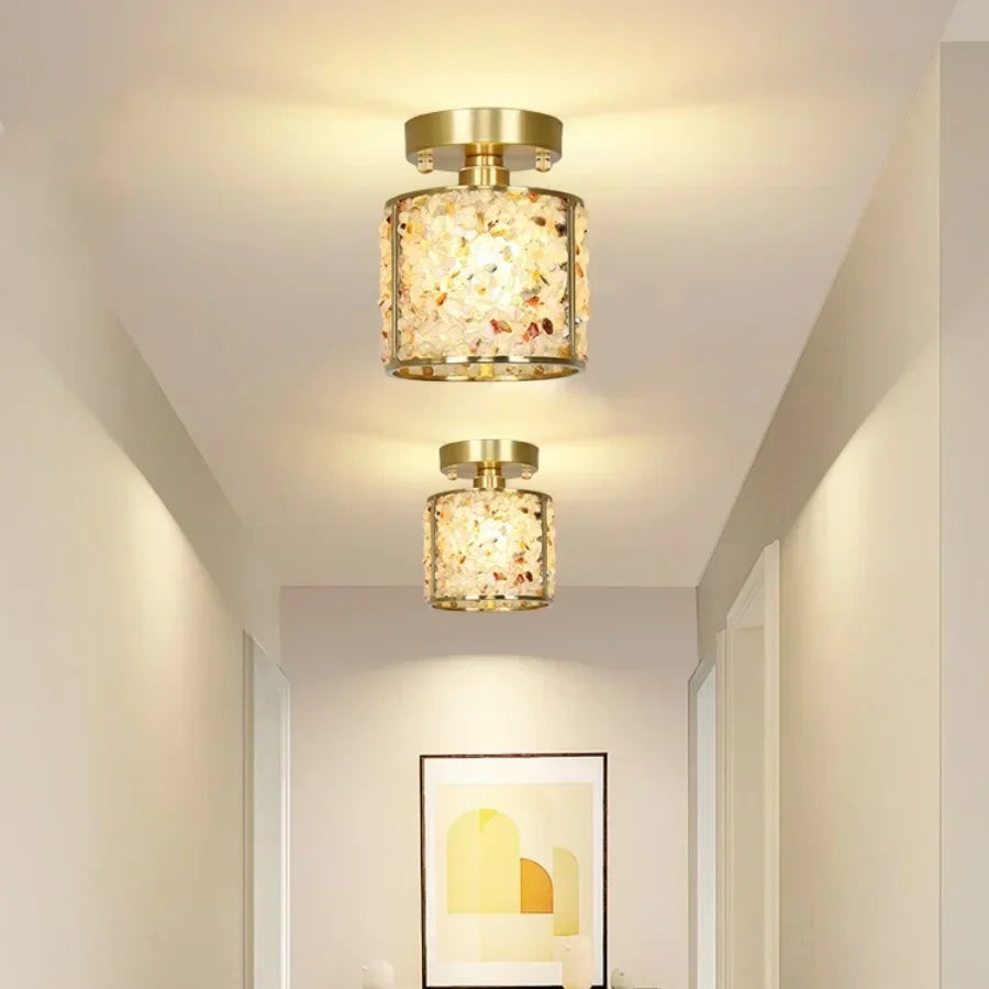 DecorBites™ Copper Canopy LED Ceiling Light Glass Crystal Nordic Modern Decor for Home