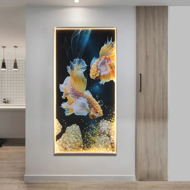 ™ Gold Fish LED Picture Wall Light for Home Decor & Bedroom Aisle