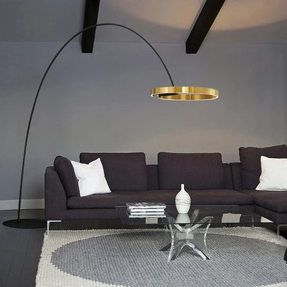 DecorBites™ Gouden Koperen Zwarte Dimbare LED Vloerlamp voor Woonkamer en Hotel