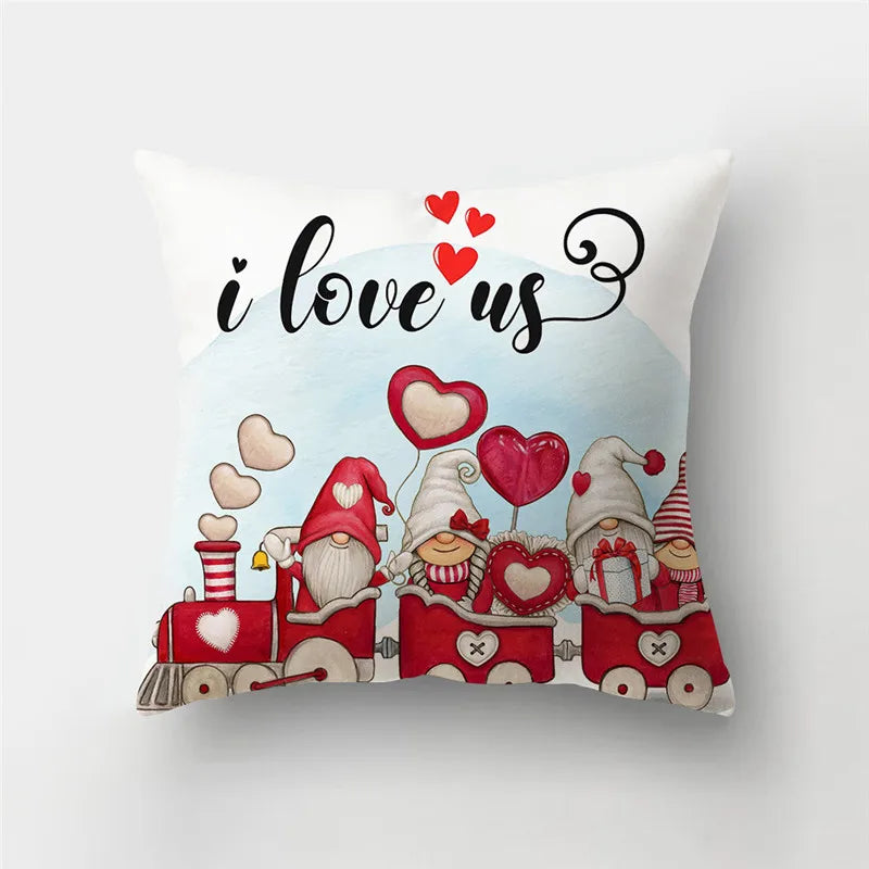 DecorBites™ Love Heart Print Pillow Covers 45x45cm Home Decor Sofa Cushion Case