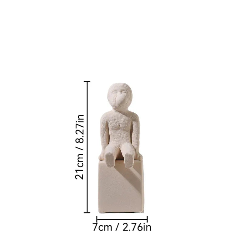 DecorBites™ Abstract Family Character Ceramic Sculpture Desk Decoration