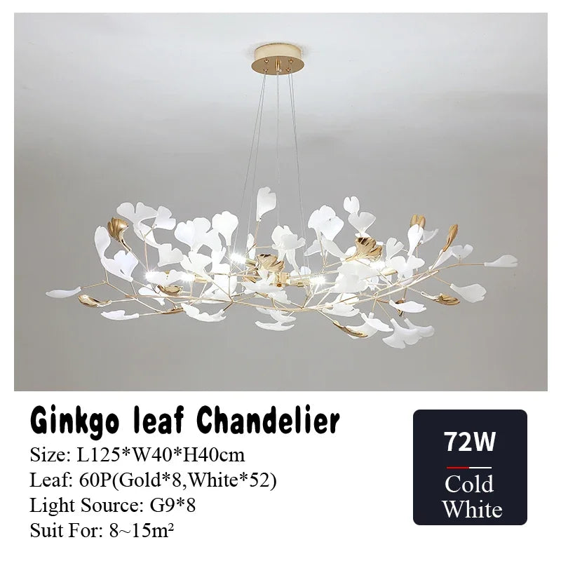 DecorBites™ Ginkgo Leaf Chandelier LED Pendant Light for Living Dining Bedroom