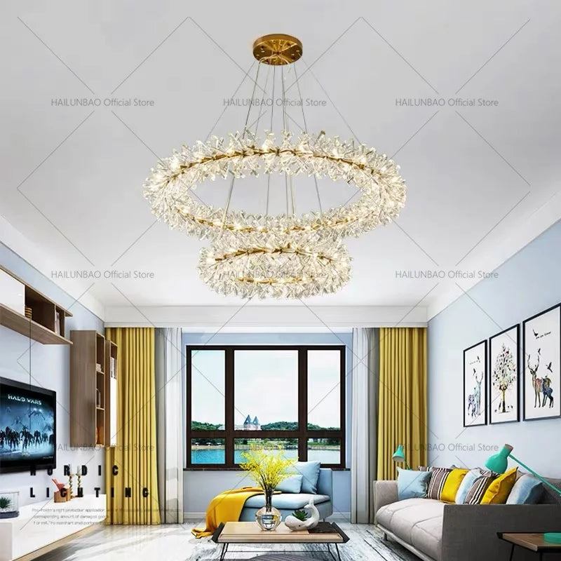DecorBites™ Crystal Chandelier for Living and Dining Room High-End Elegant Bedroom Lighting