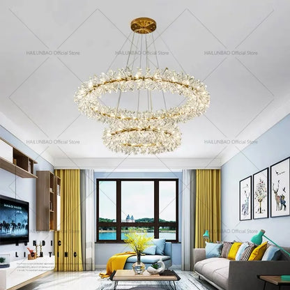 DecorBites™ Crystal Chandelier for Living and Dining Room High-End Elegant Bedroom Lighting