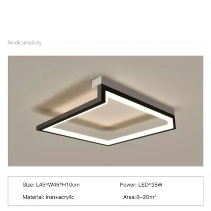 DecorBites™ Black Square LED Smart Chandelier for Minimalistic Home Decor