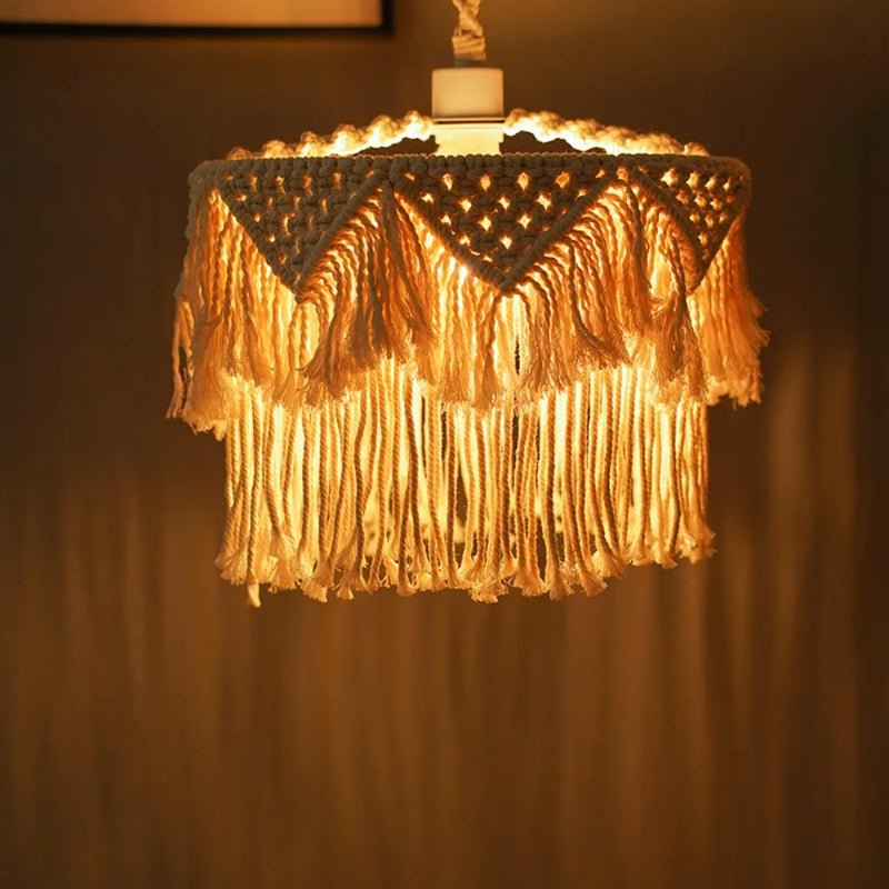 ™ Hemp Rope LED Pendant Lamp with E27 Base for Boho Industrial Farmhouse Decor
