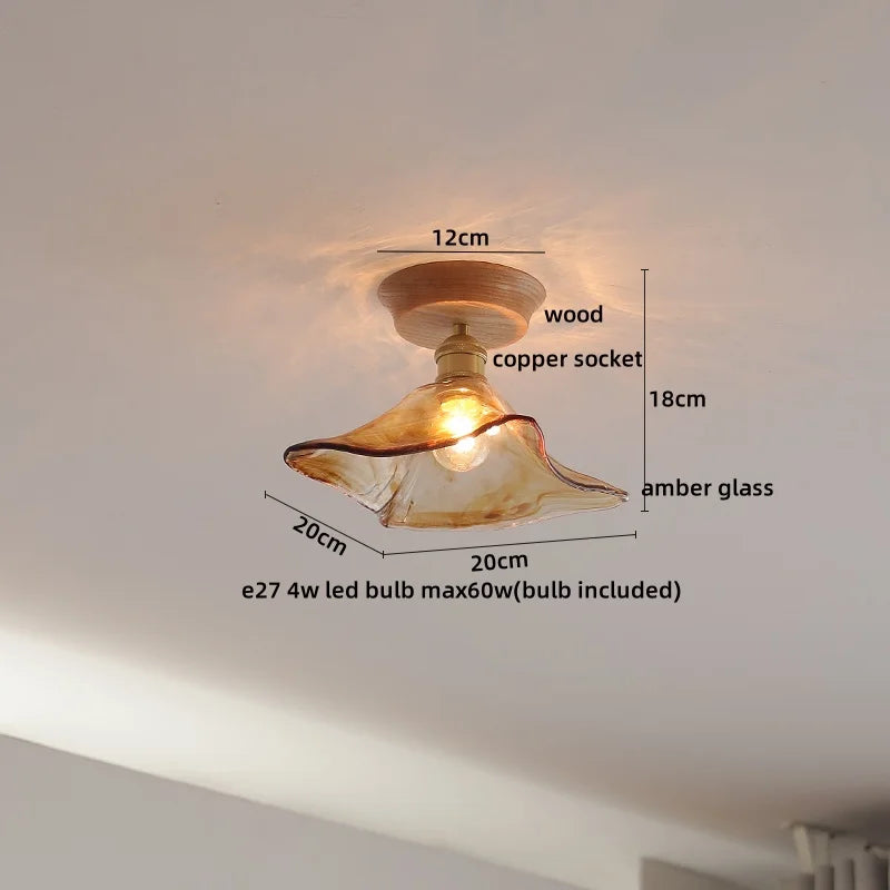 DecorBites™ Glass Wood LED Ceiling Light Modern Ceiling Lamp