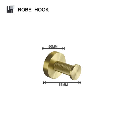 DecorBites™ Brushed Gold Brass Bathroom Accessories Set: Hand Towel Bar, Toilet Paper Holder, Robe Hook